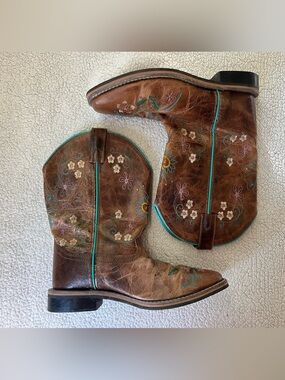 Smoky Mountain Boots Girls Floralie Western Leather Boots Embroidered 4.5
